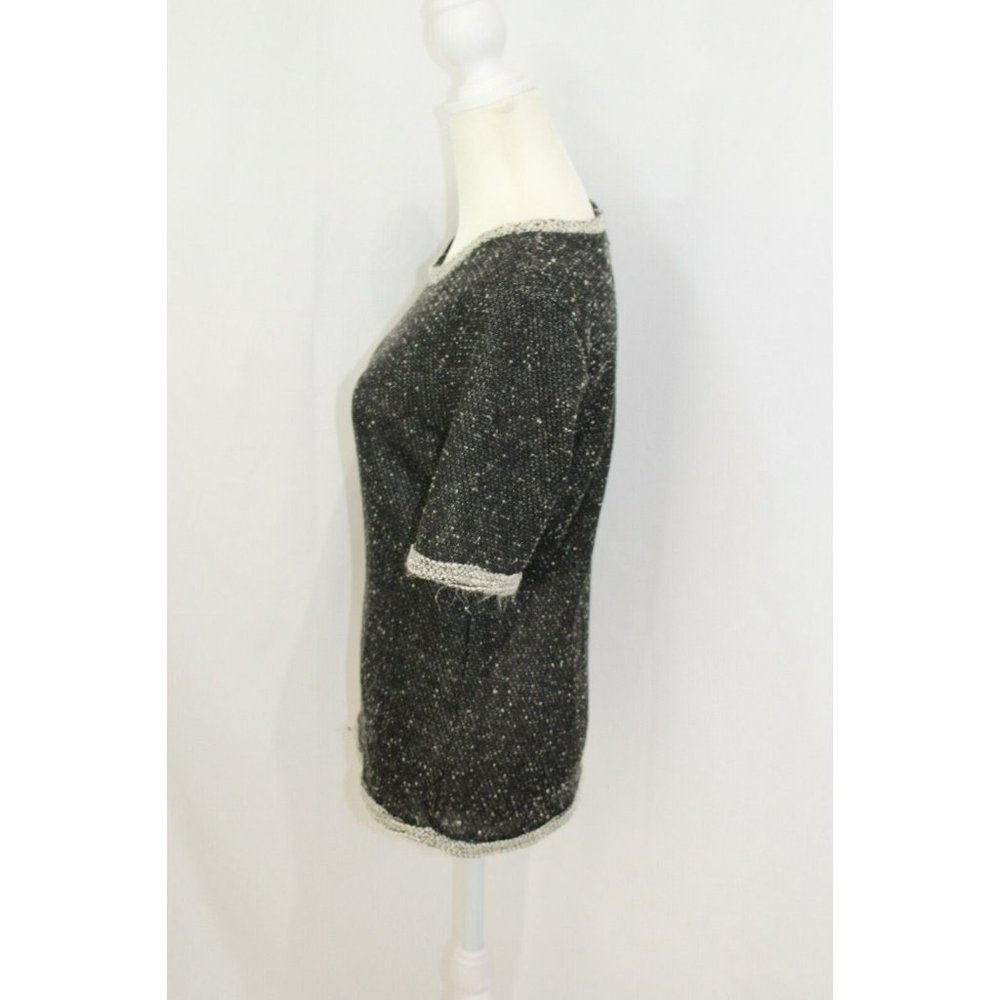 CAbi Womens Style 542 Black Grey Tweed Coco Shell Short Sleeve Sweater S - Picture 4 of 6